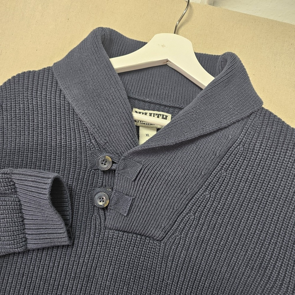 Duluth Men's XL Blue Shawl Collar Brigadier Burly Retirement Cardigan Chunky‎